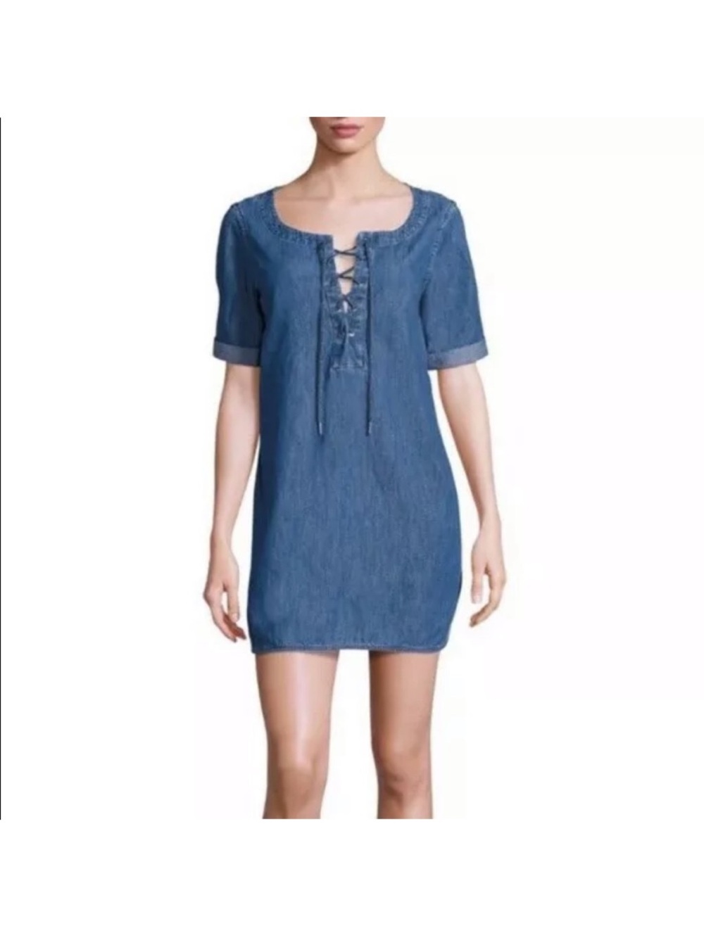 Rag and bone denim lace up dress small